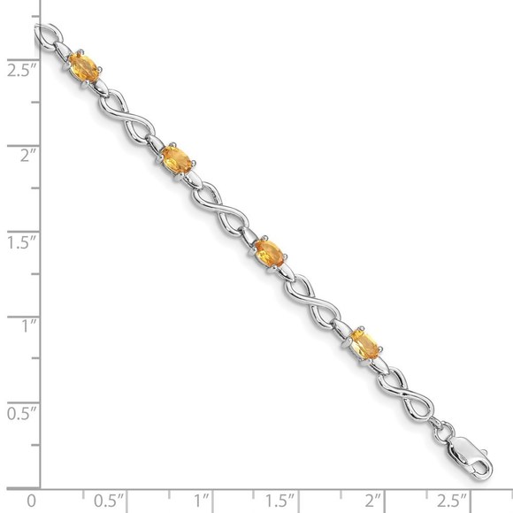 925 Sterling Silver Citrine (November Birthstone) Bracelet 7 mm x 3 mm - Picture 3 of 4